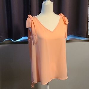 Belle Sky NWT Peach Tie Shoulders Sleeveless Top - Medium